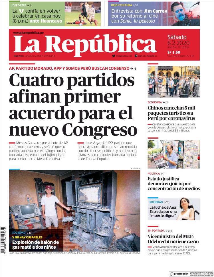 Portada de La Republica (Perú)