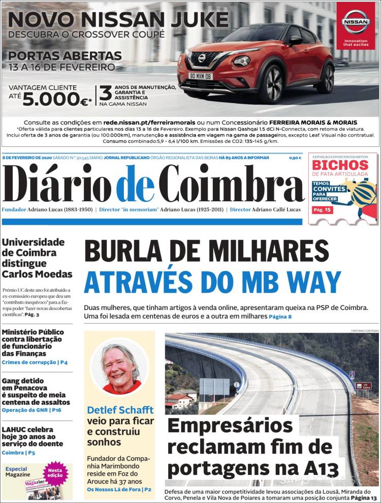 Portada de Diário de Coimbra (Portugal)