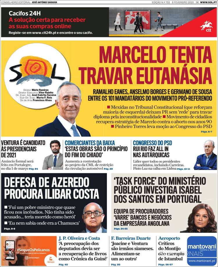 Portada de Jornal Sol (Portugal)