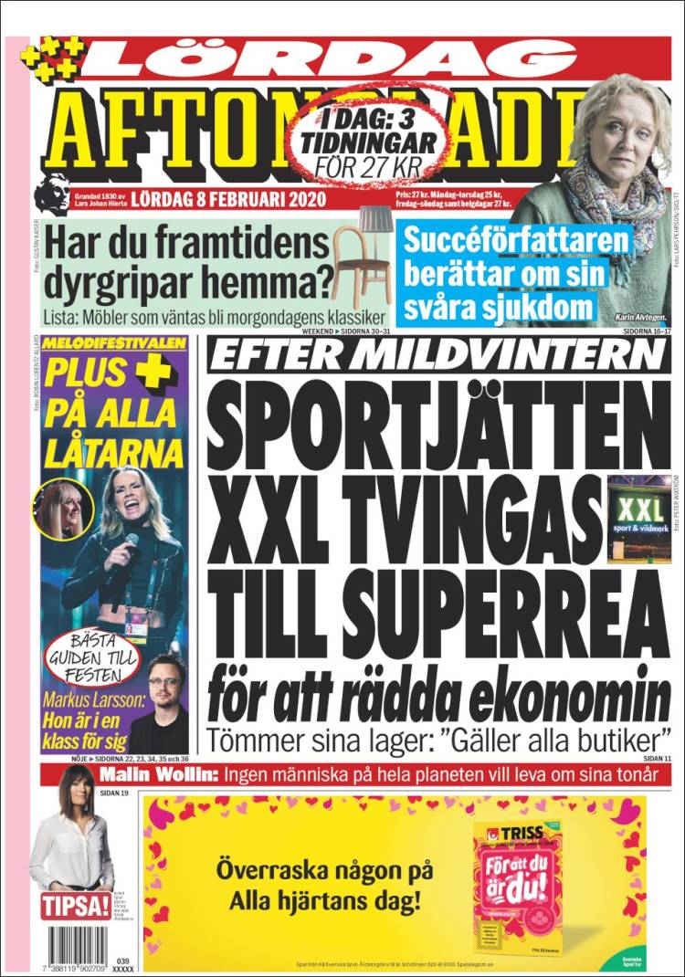 Portada de Aftonbladet (Suecia)