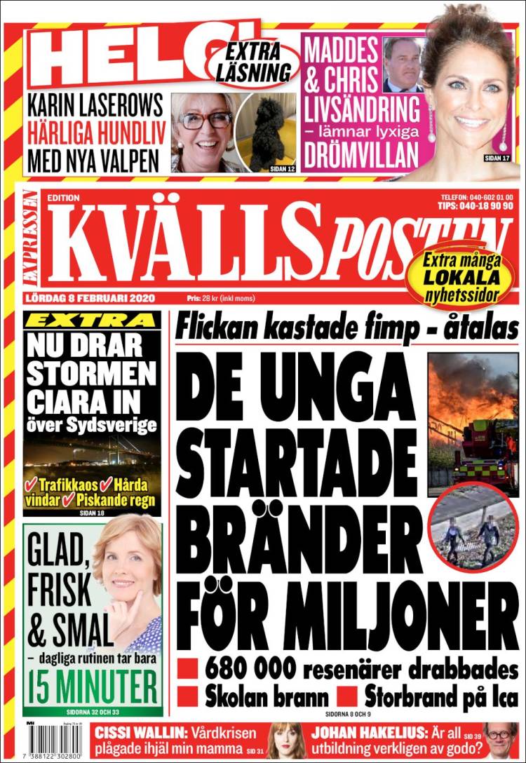 Portada de Kvällsposten (Suecia)