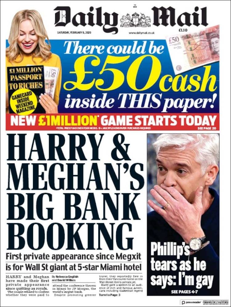 Portada de Daily Mail (Reino Unido)