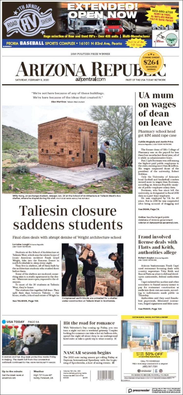 Portada de Arizona Republic News (USA)