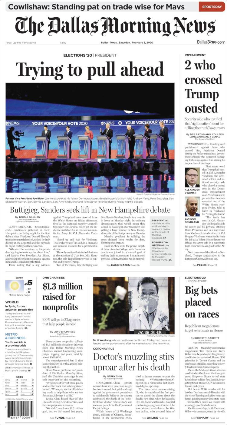 Portada de Dallas Morning News (USA)