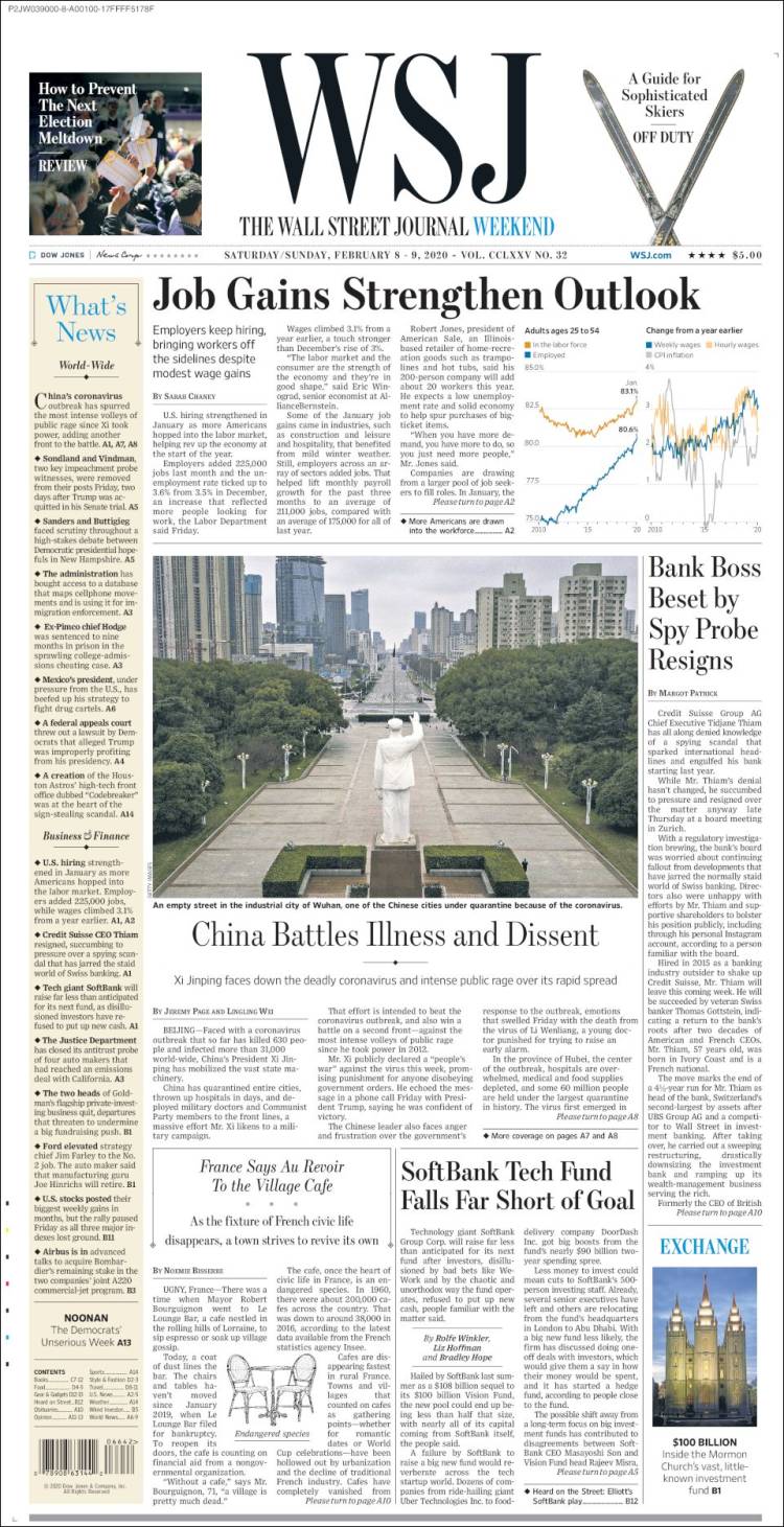 Portada de Wall Street Journal (USA)