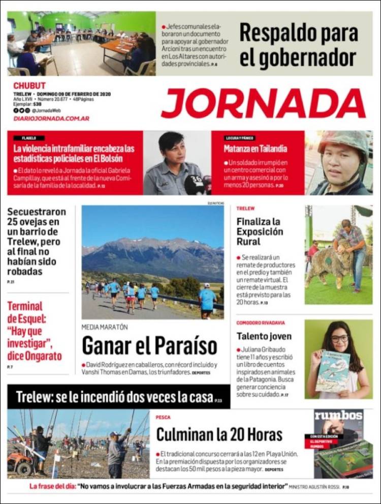 Portada de Diario Jornada en la Patagonia (Argentina)