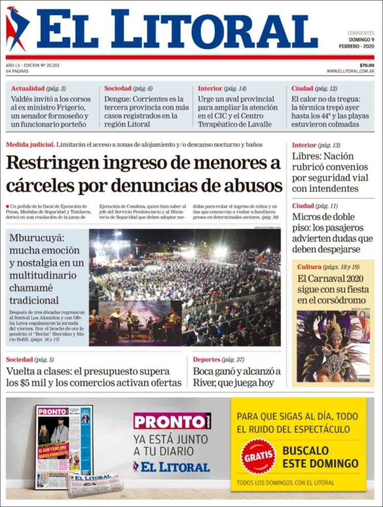 Portada de El Litoral Corrientes (Argentina)