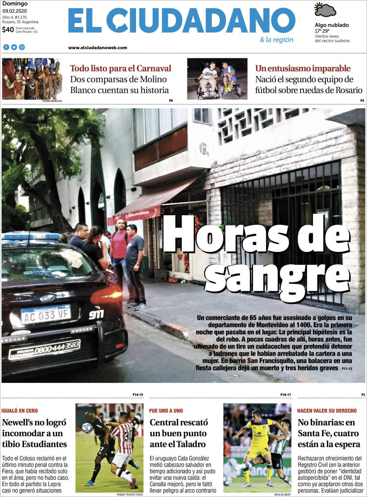 Portada de Diario El Ciudadano (Argentina)