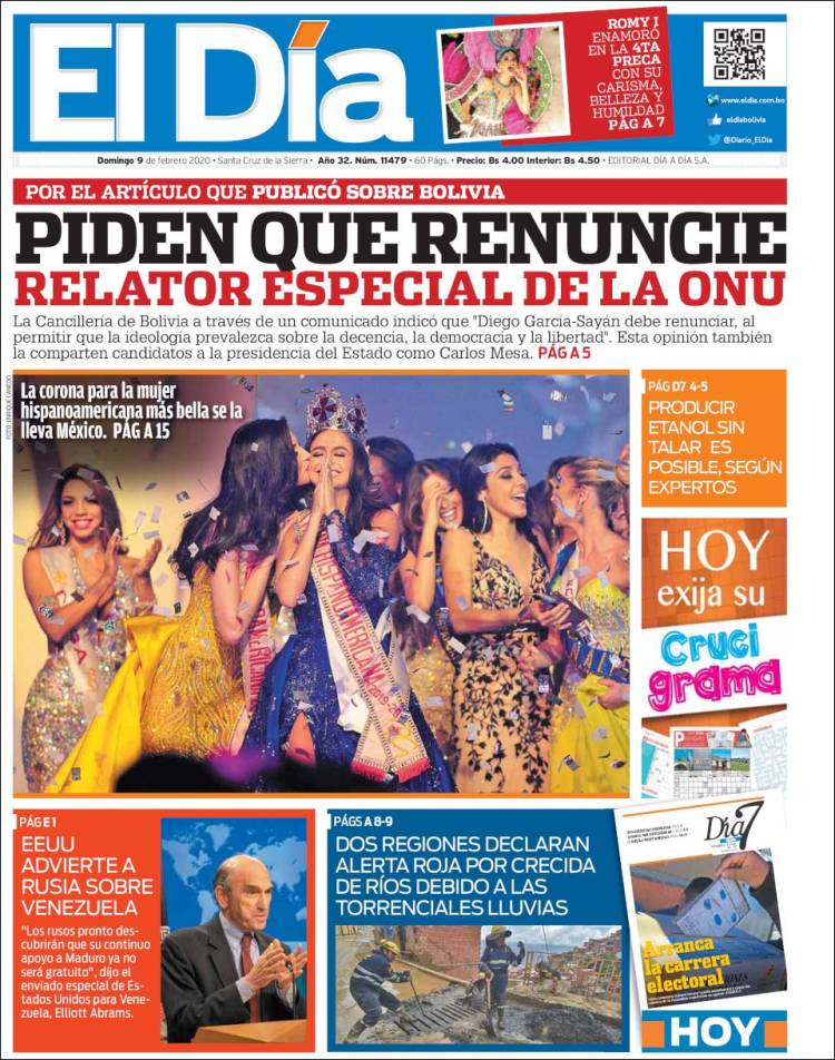 Portada de El Día (Bolivia)