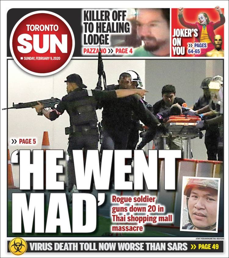 Portada de The Toronto Sun (Canadá)