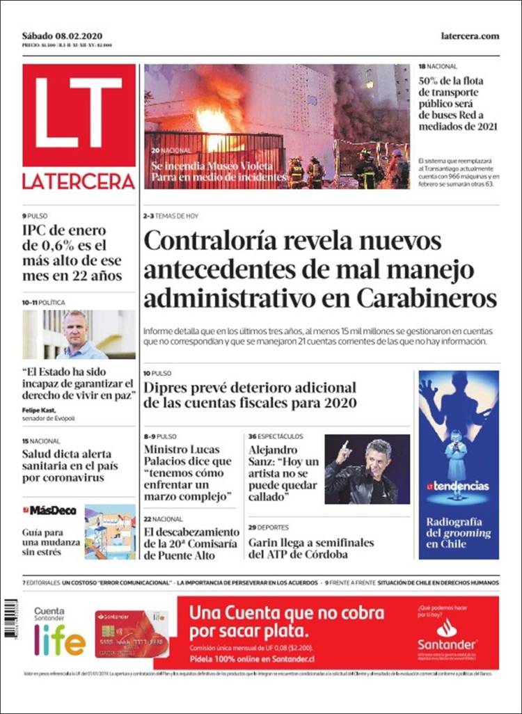 Portada de La Tercera (Chile)