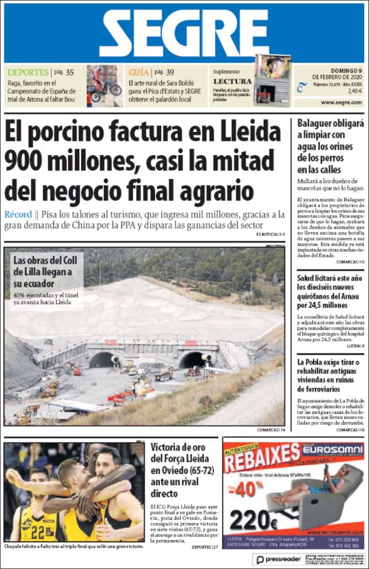 Portada de Segre  (España)