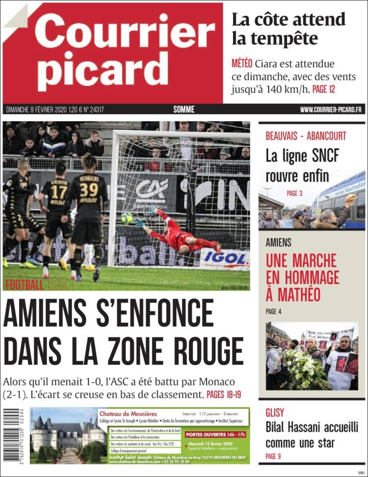 Portada de Courrier Picard (Francia)