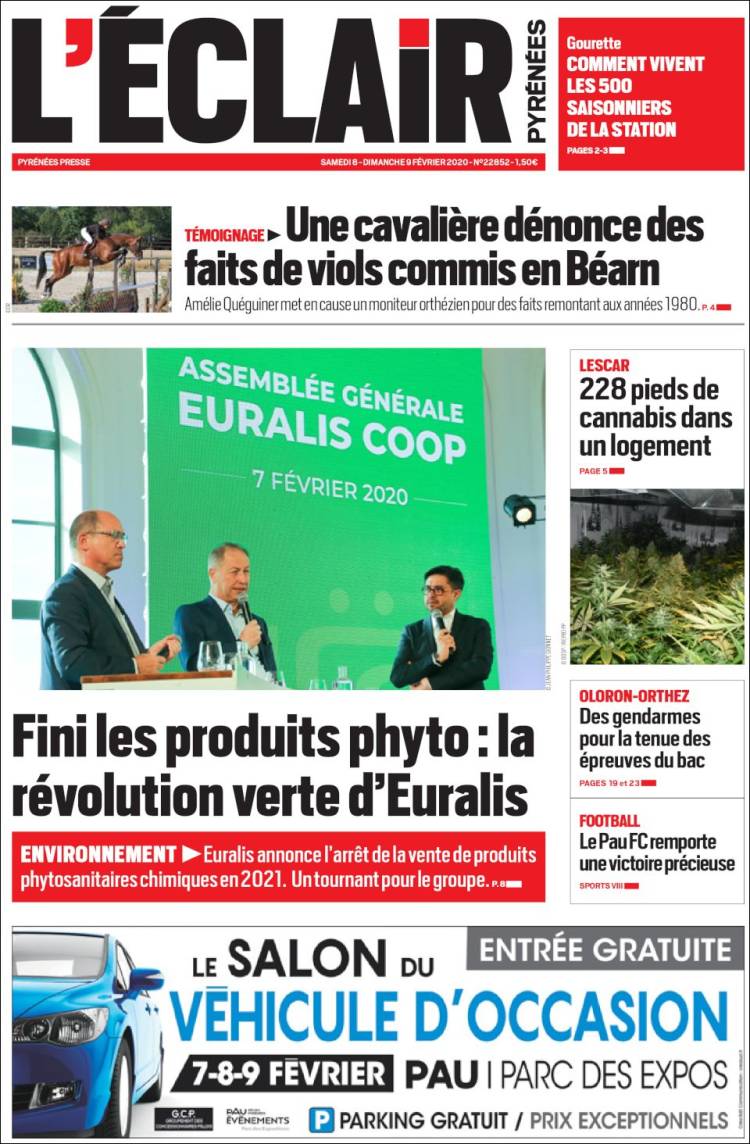 Portada de L'Eclair des Pyrénées (Francia)