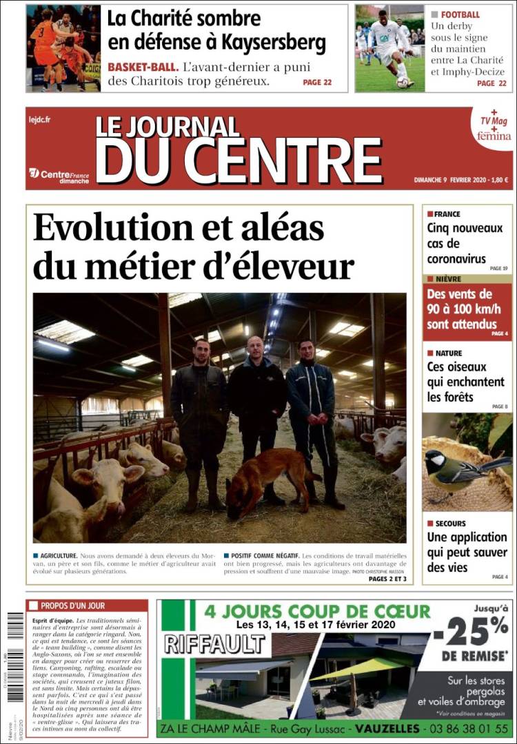 Portada de Le Journal du Centre (Francia)