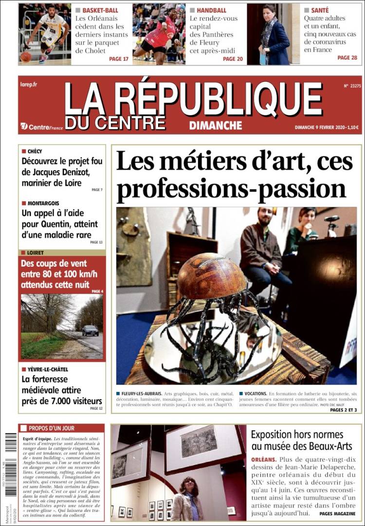 Portada de La République du Centre (Francia)