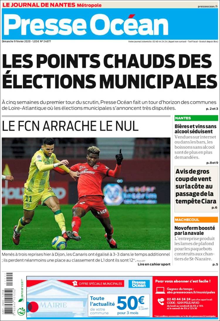 Portada de Presse Ocean (Francia)