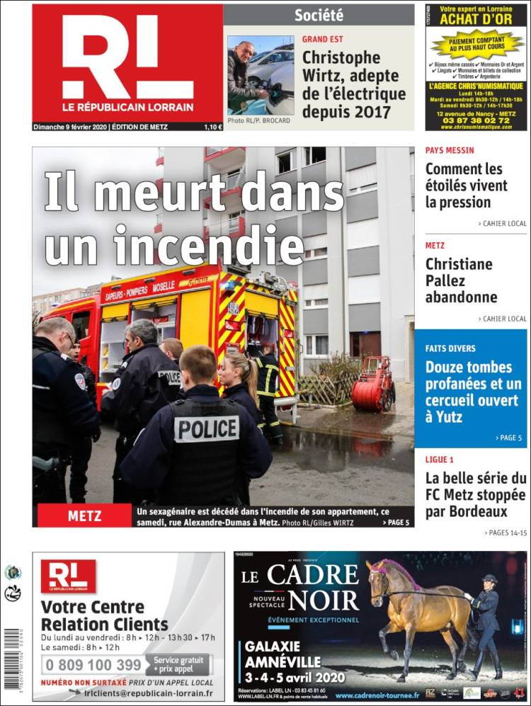 Portada de Le Republicain Lorrain (Francia)