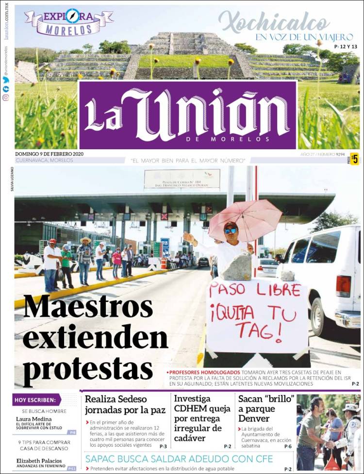 Portada de La Unión de Morelos (México)