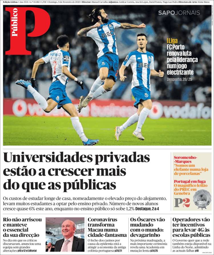 Portada de Público (Portugal)