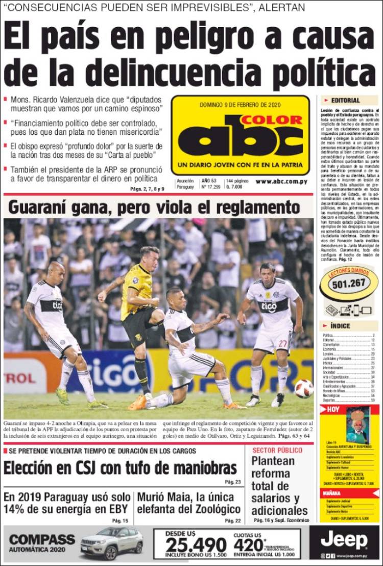 Portada de ABC Color (Paraguay)