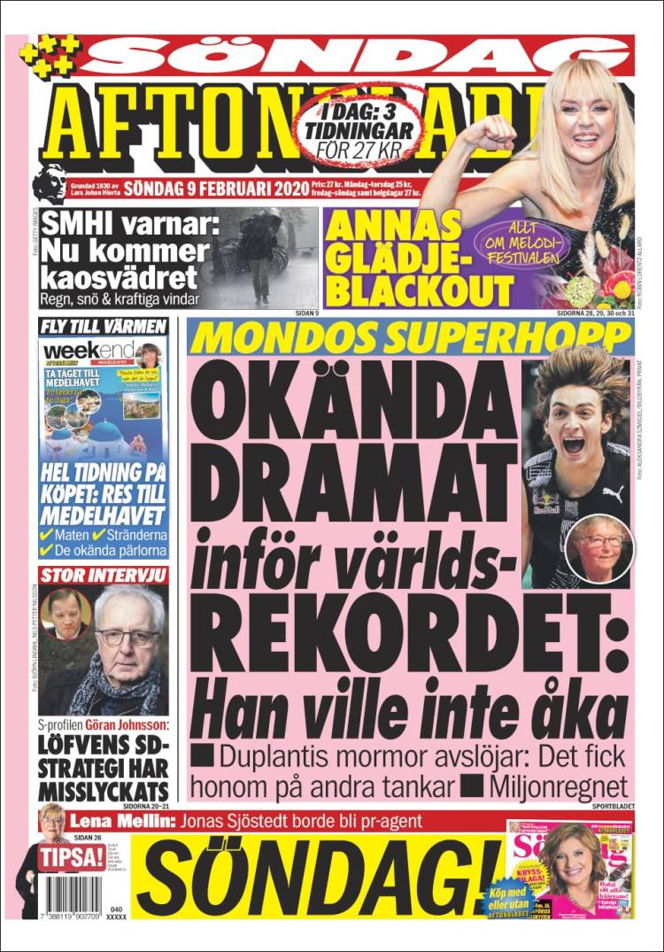 Portada de Aftonbladet (Suecia)