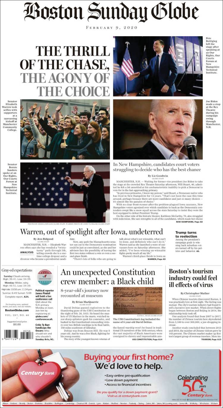 Portada de Boston Globe (USA)