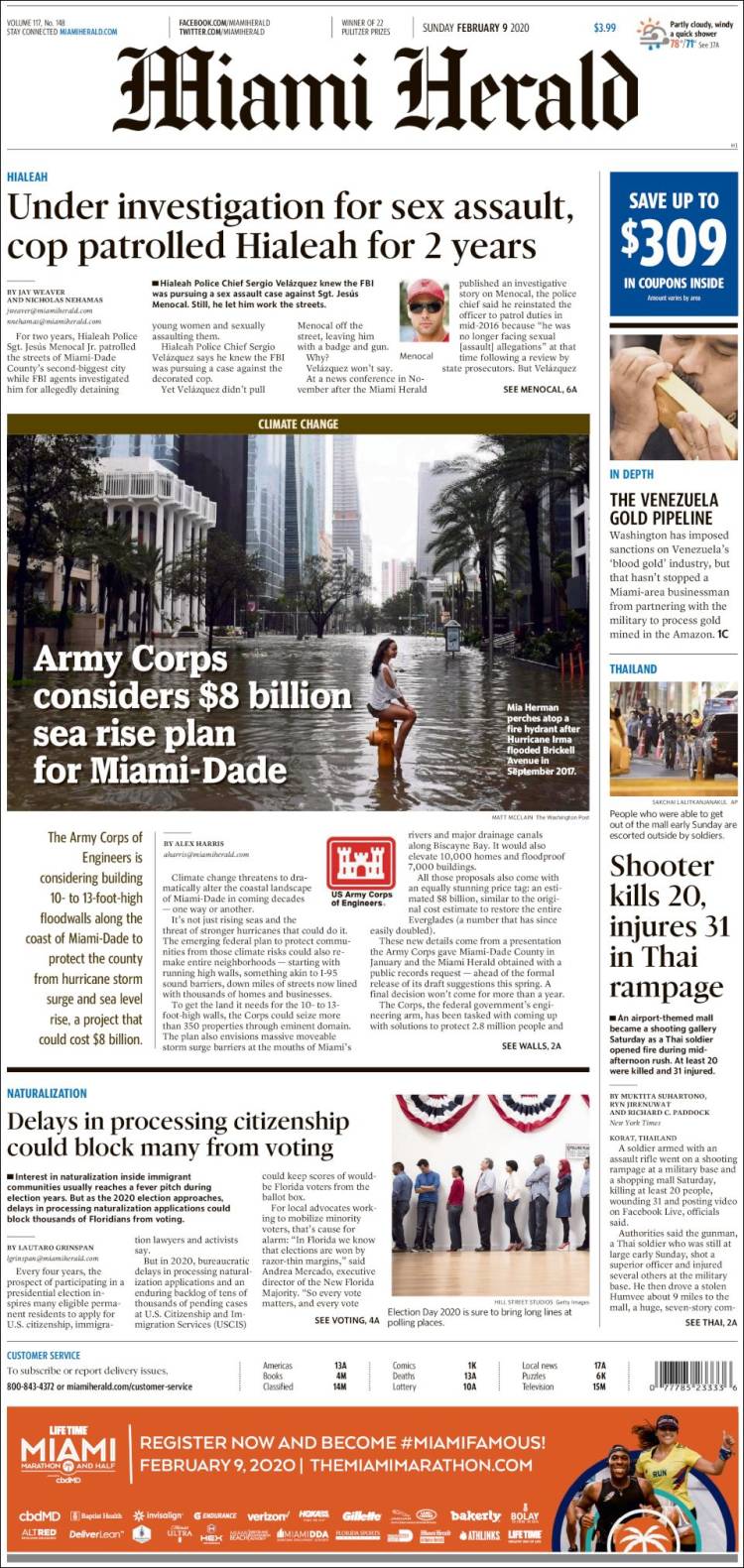 Portada de Miami Herald (USA)