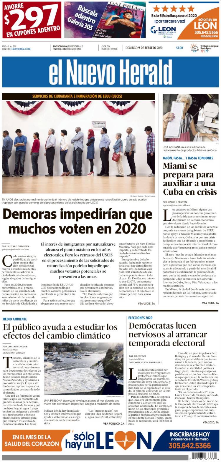 Portada de El Nuevo Herald (USA)