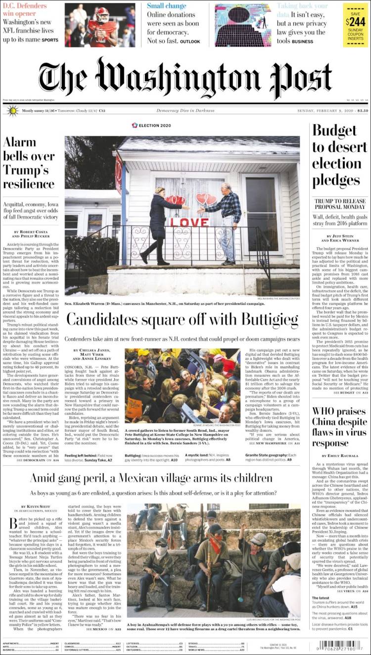 Portada de The Washington Post (USA)