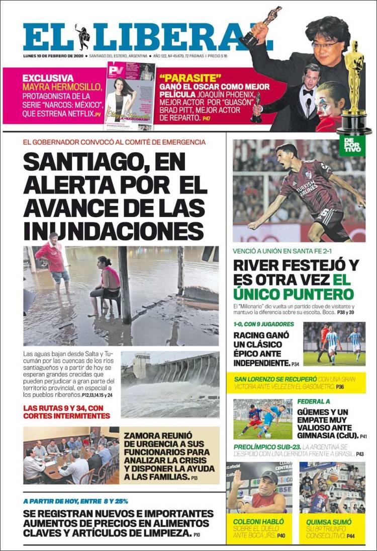Portada de Diario El Liberal (Argentina)