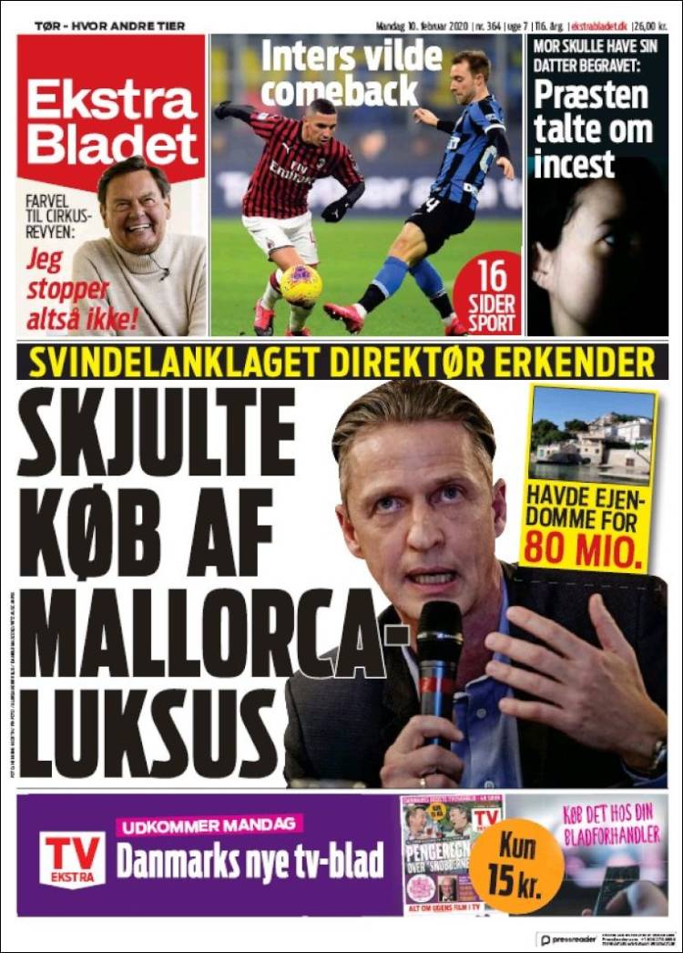 Portada de Ekstra Bladet (Danemark)
