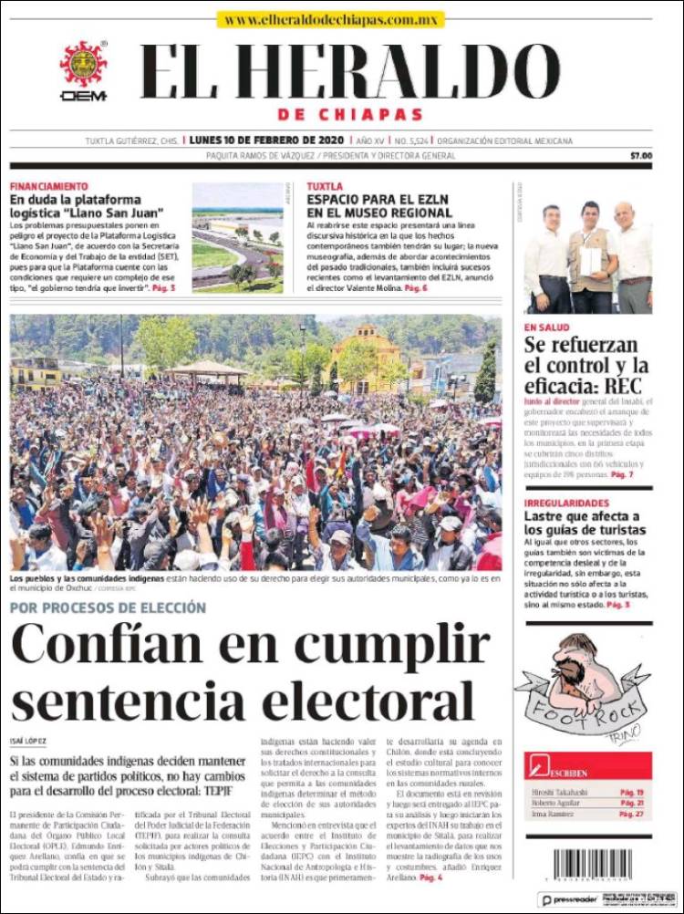 Portada de El Heraldo de Chiapas (México)