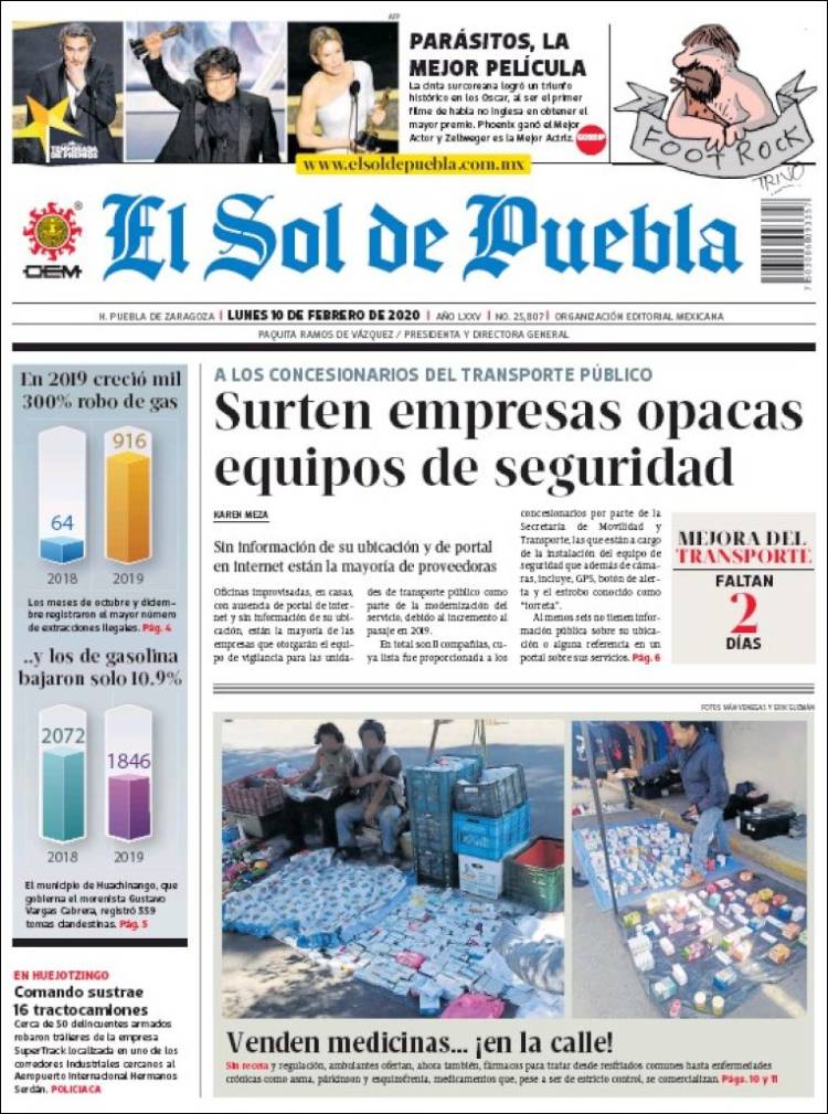 Portada de El Sol de Puebla (México)