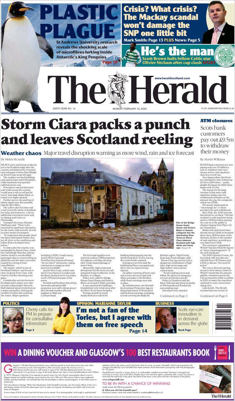 Portada de The Herald (Reino Unido)