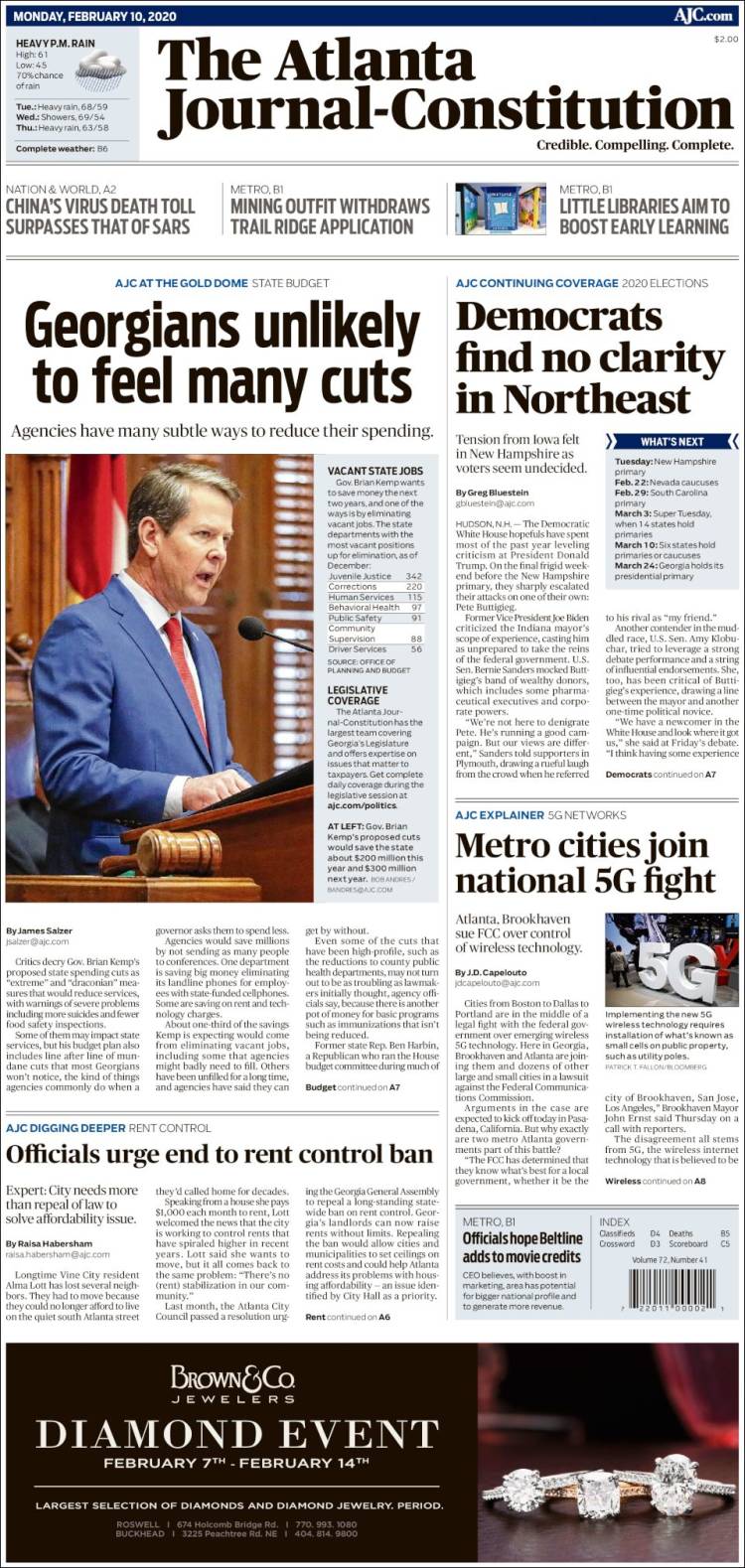 Portada de The Atlanta Journal-Constitution (USA)