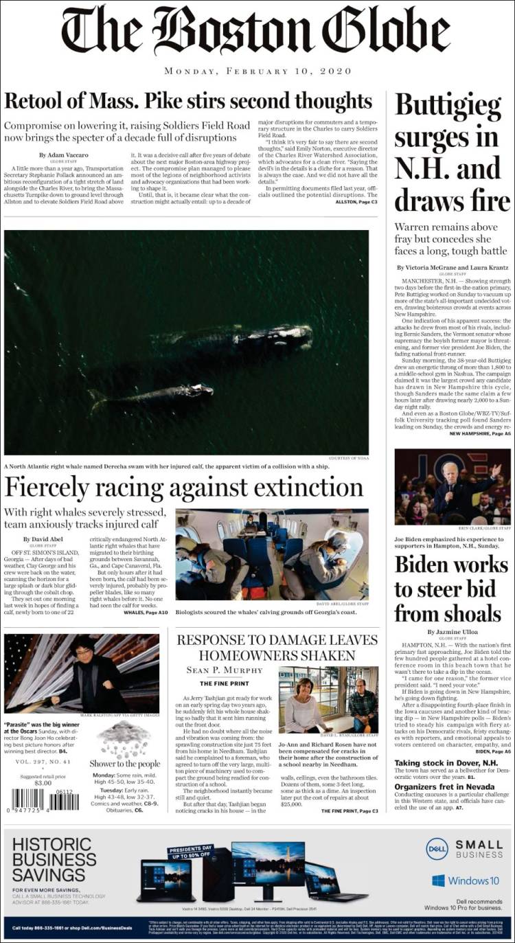 Portada de Boston Globe (USA)