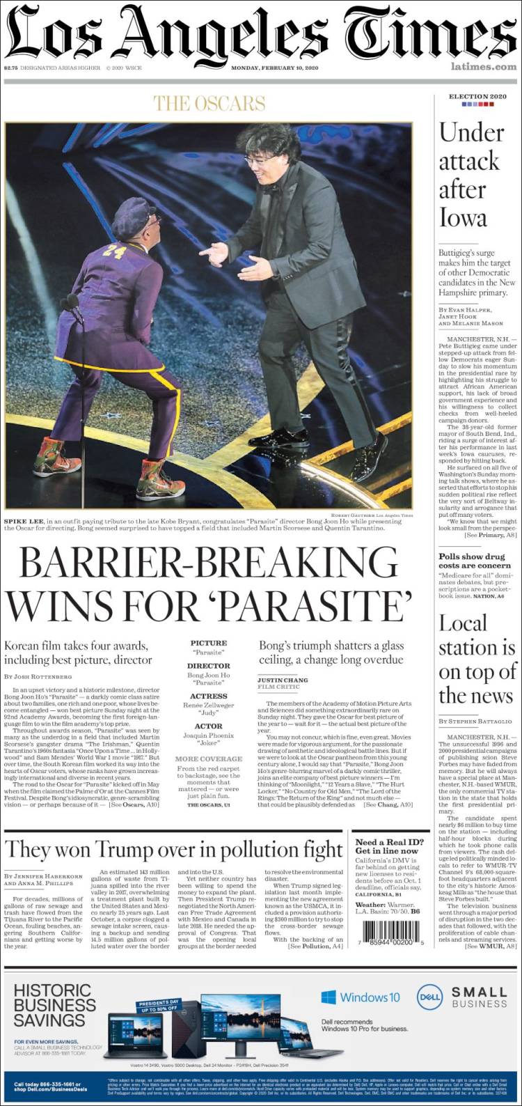 Portada de Los Angeles Times (USA)