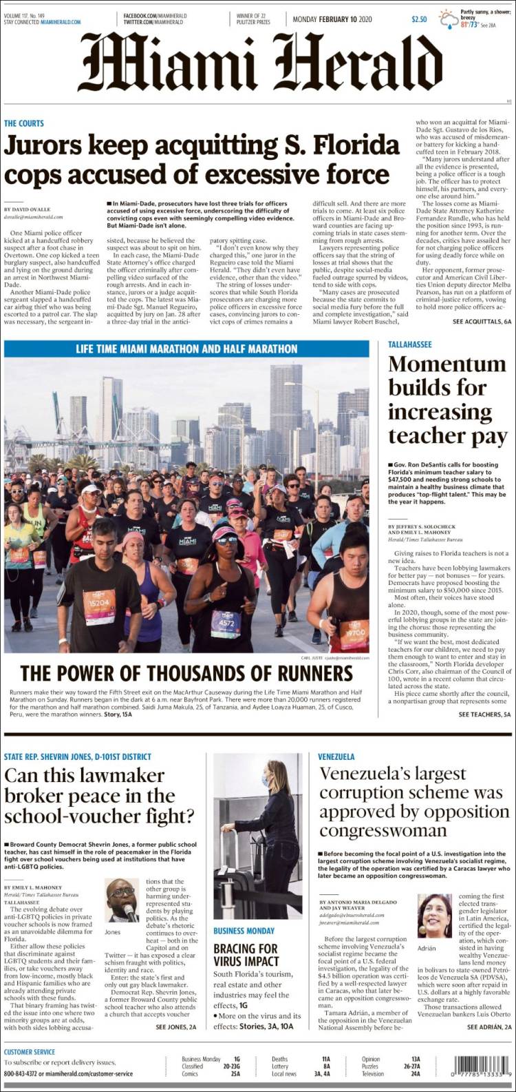 Portada de Miami Herald (USA)