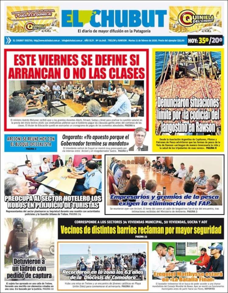 Portada de El Chubut (Argentina)