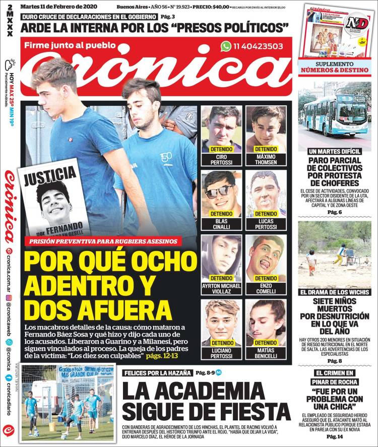 Portada de Crónica (Argentina)