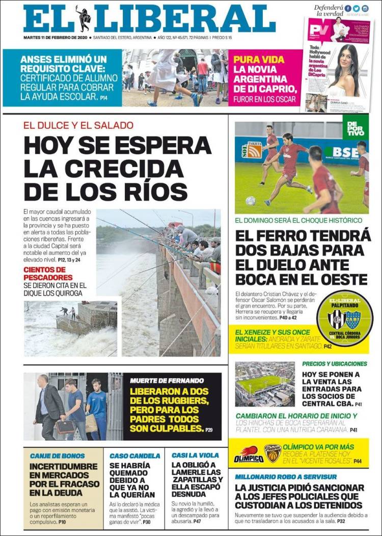 Portada de Diario El Liberal (Argentina)