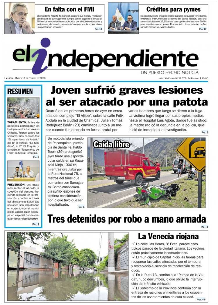 Portada de El Independiente (Argentina)