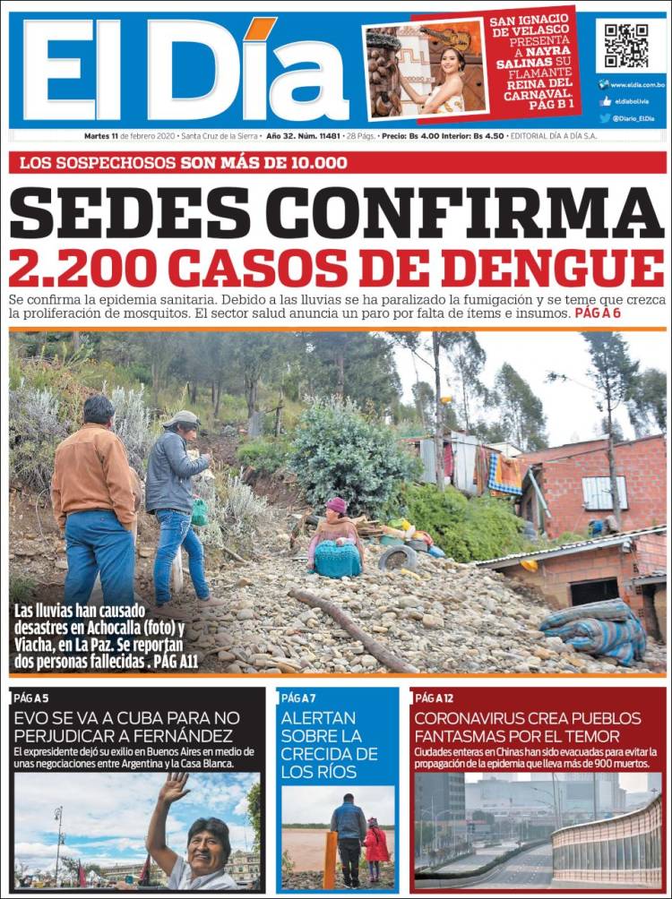 Portada de El Día (Bolivia)