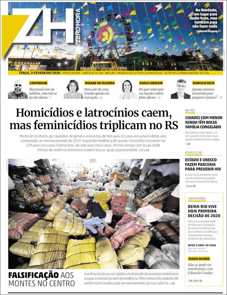 Portada de Zero Hora (Brasil)