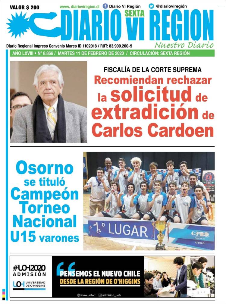 Portada de Diario VI Región (Chile)
