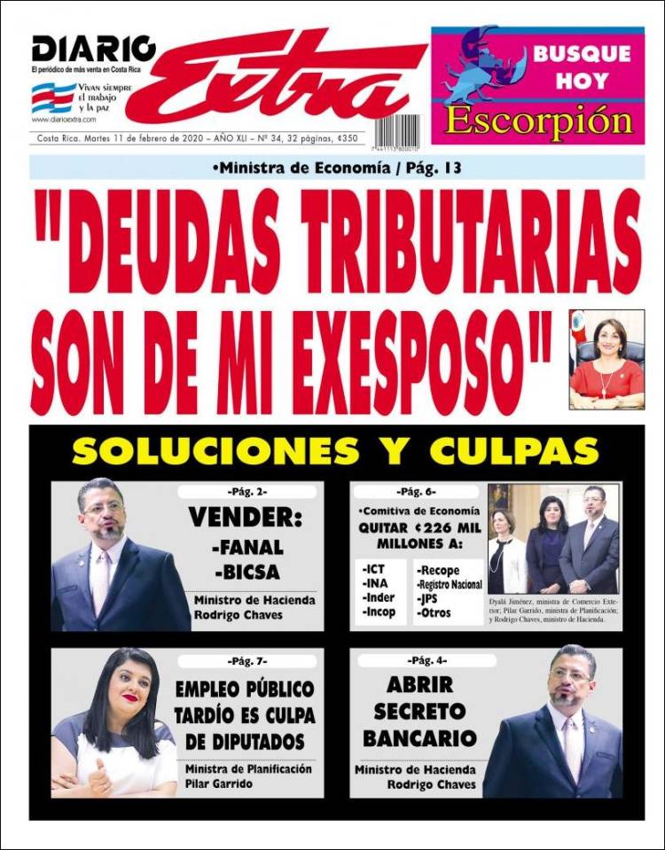 Portada de Diario Extra (Costa Rica)