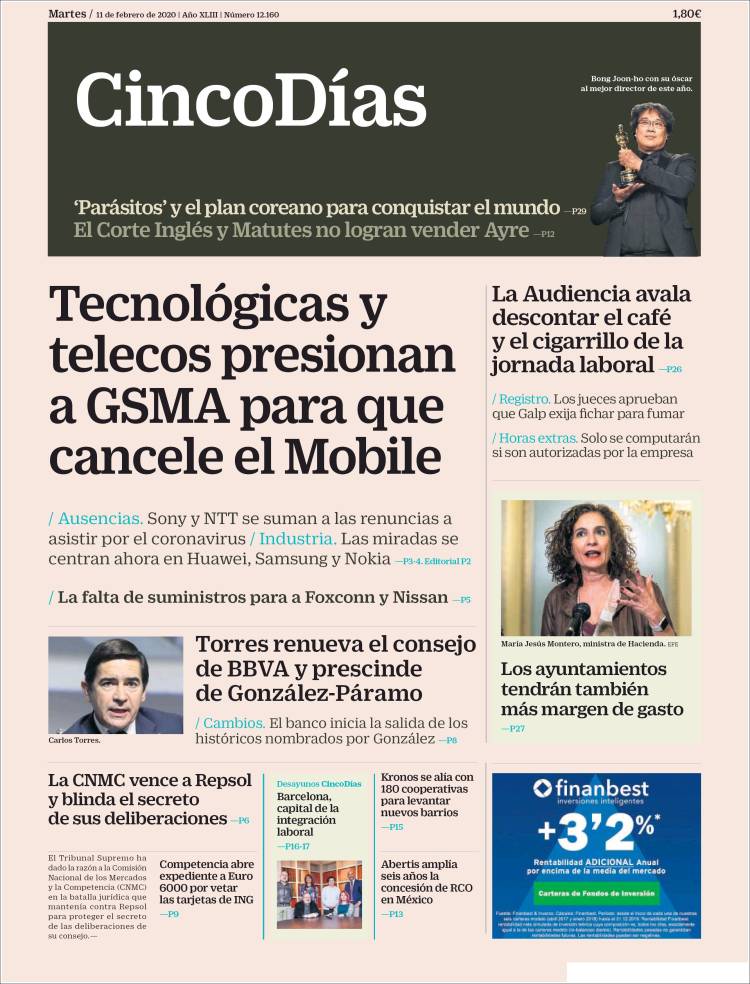 Portada de Cinco Días (Espa&ntilde;a)