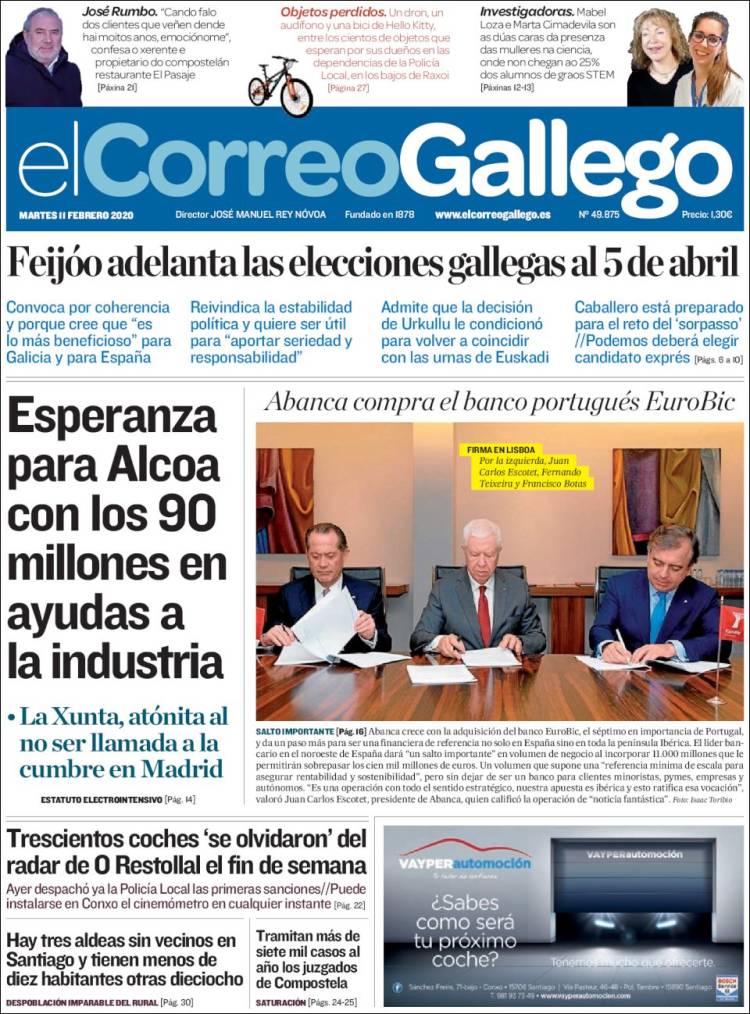 Portada de El Correo Gallego (Espa&ntilde;a)