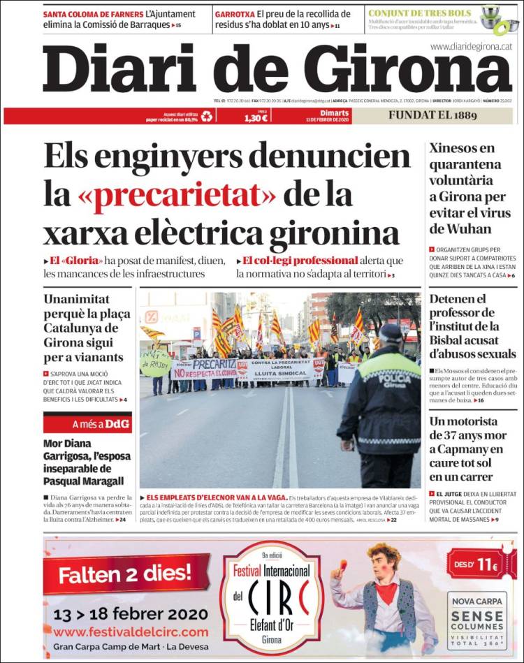 Portada de Diari de Girona (Espa&ntilde;a)